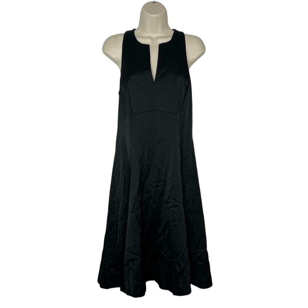 Nanette Lepore Women’s Black Satin Wow Hey Hey Sleeveless A Line Dress Sz 8 NWT